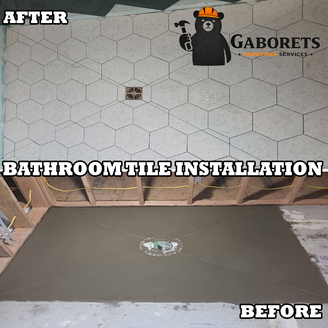 Bathroom tile installation before and after in Palatine, Illinois