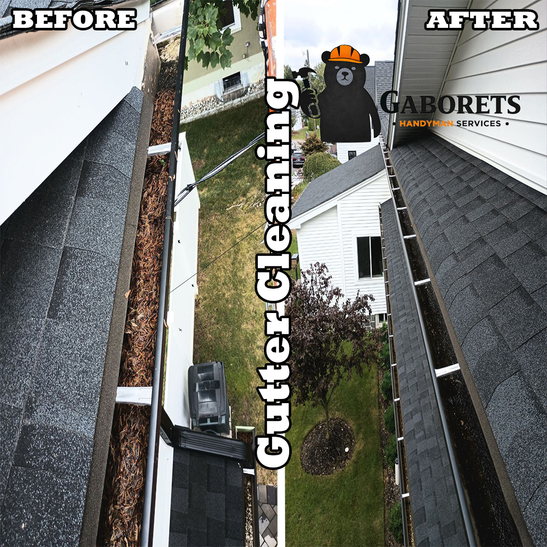 Gutter cleaning before and after in Palatine, Illinois