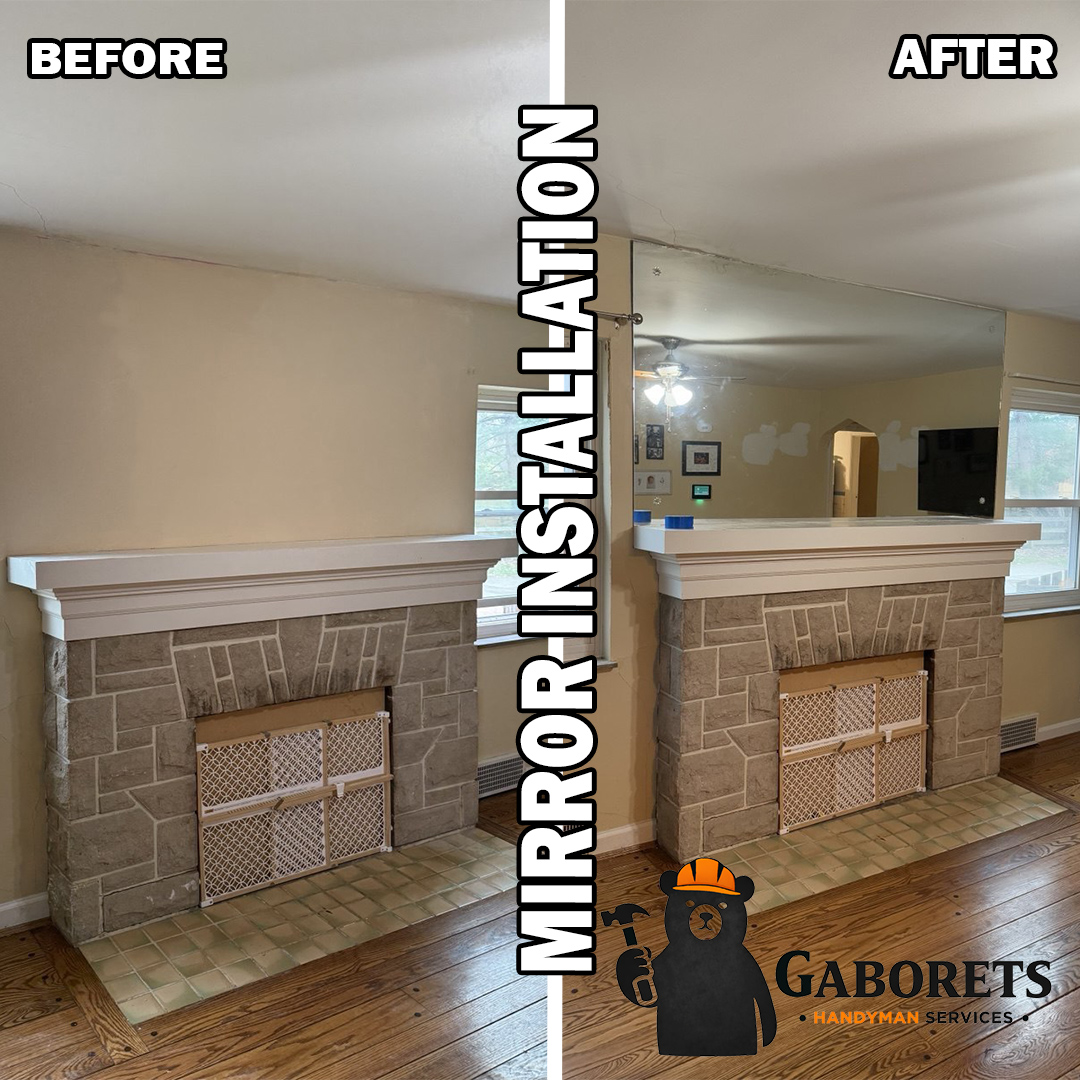 Mirror installation before and after in Palatine, Illinois